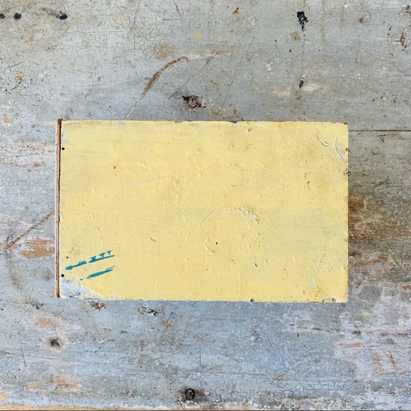 ♥️ Vintage ♥️ Old Yellow Wood Box - Picture 3 of 7